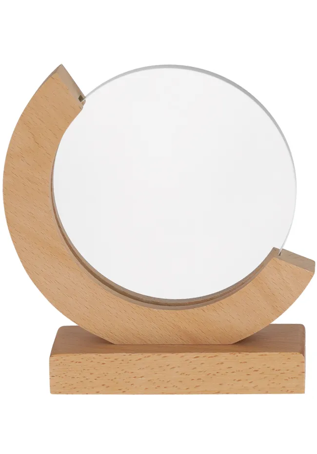 Round wooden and glass trophy