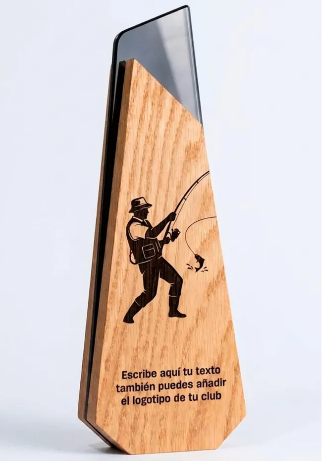 troféu de pesca de madeira
