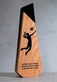 Trofeo de voleibol en madera