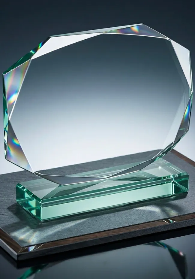 Trofeo de cristal rectangular apaisado