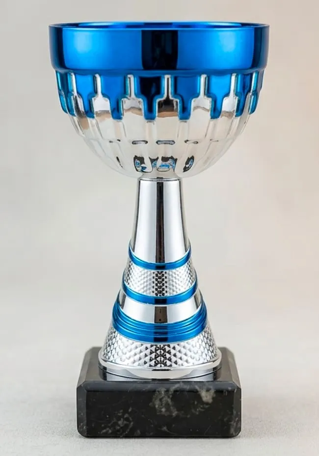 Trofeo Deportivo Copa Azul Metalizado para Campeonatos y Torneos