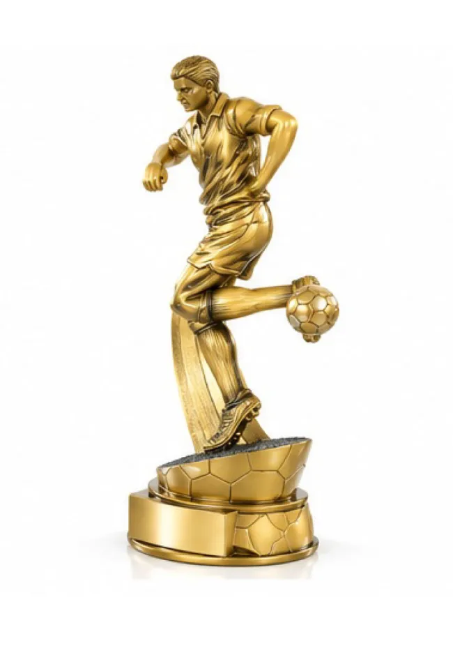 Trofeo de fútbol de resina dorado grande