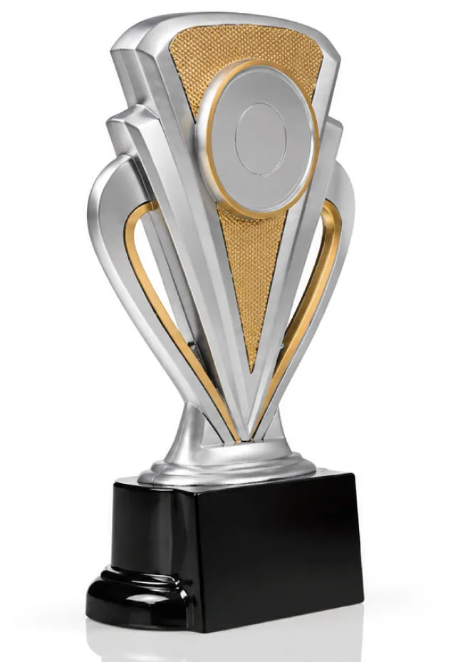 Trofeo Plateado y Dorado Personalizable con Disco Deportivo
