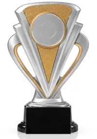 Customizable Silver and Gold Trophy with Sports Disc