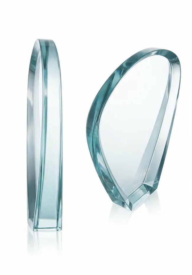 Trofeo de Cristal de Diseño Abstracto y Moderno - Placa de Premio Personalizable