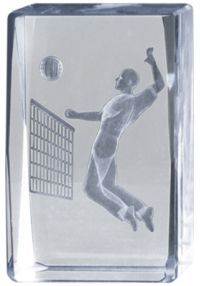 Homme trophée en cristal Volley 3D