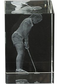 trophée en cristal 3D Femme Golf Player
