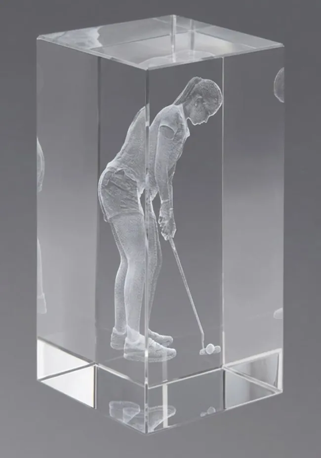 3D crystal trophy Female Golf Player