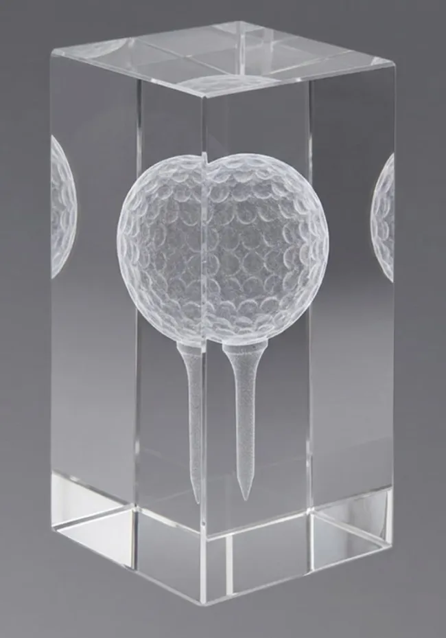 3D crystal trophy Golf