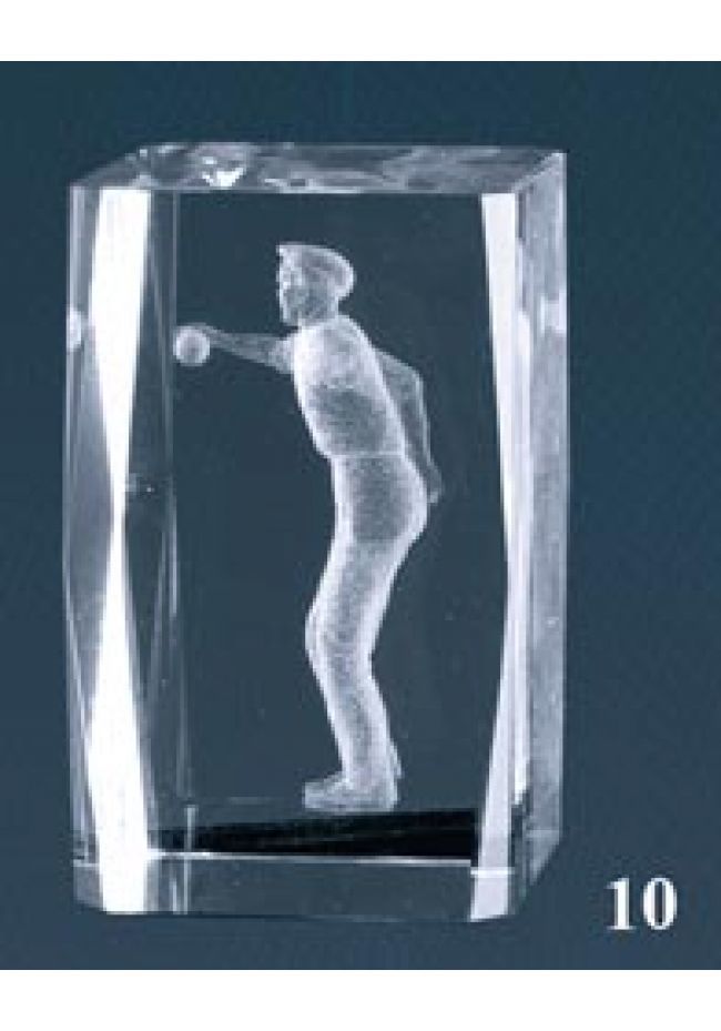Trofeo cristal 3D Jugador Petanca 