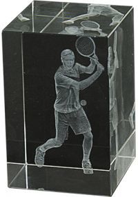 trophée en cristal 3D Joueur de tennis