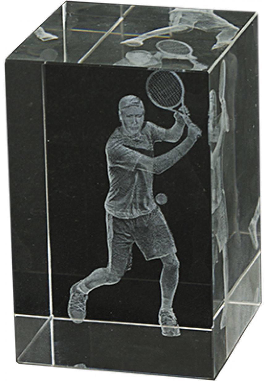 Trofeo cristal 3D Jugador Tenis
