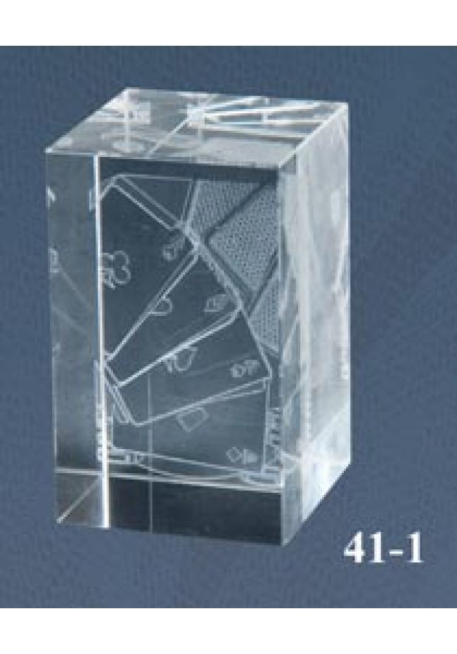 Trofeo cristal 3D Cartas Póker