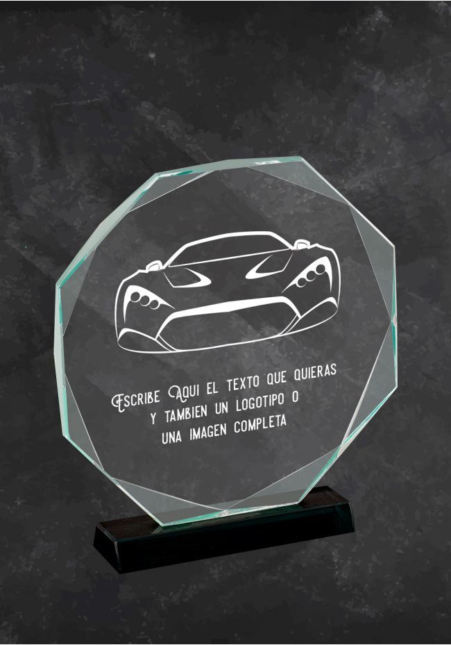 Trofeo de coches en cristal