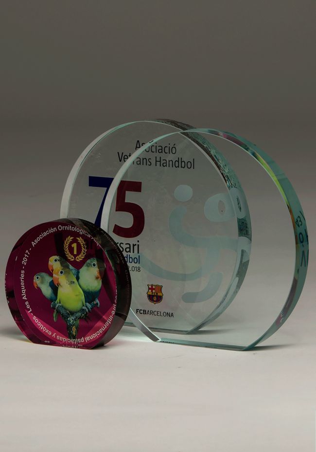 Trofeo de cristal circular Color