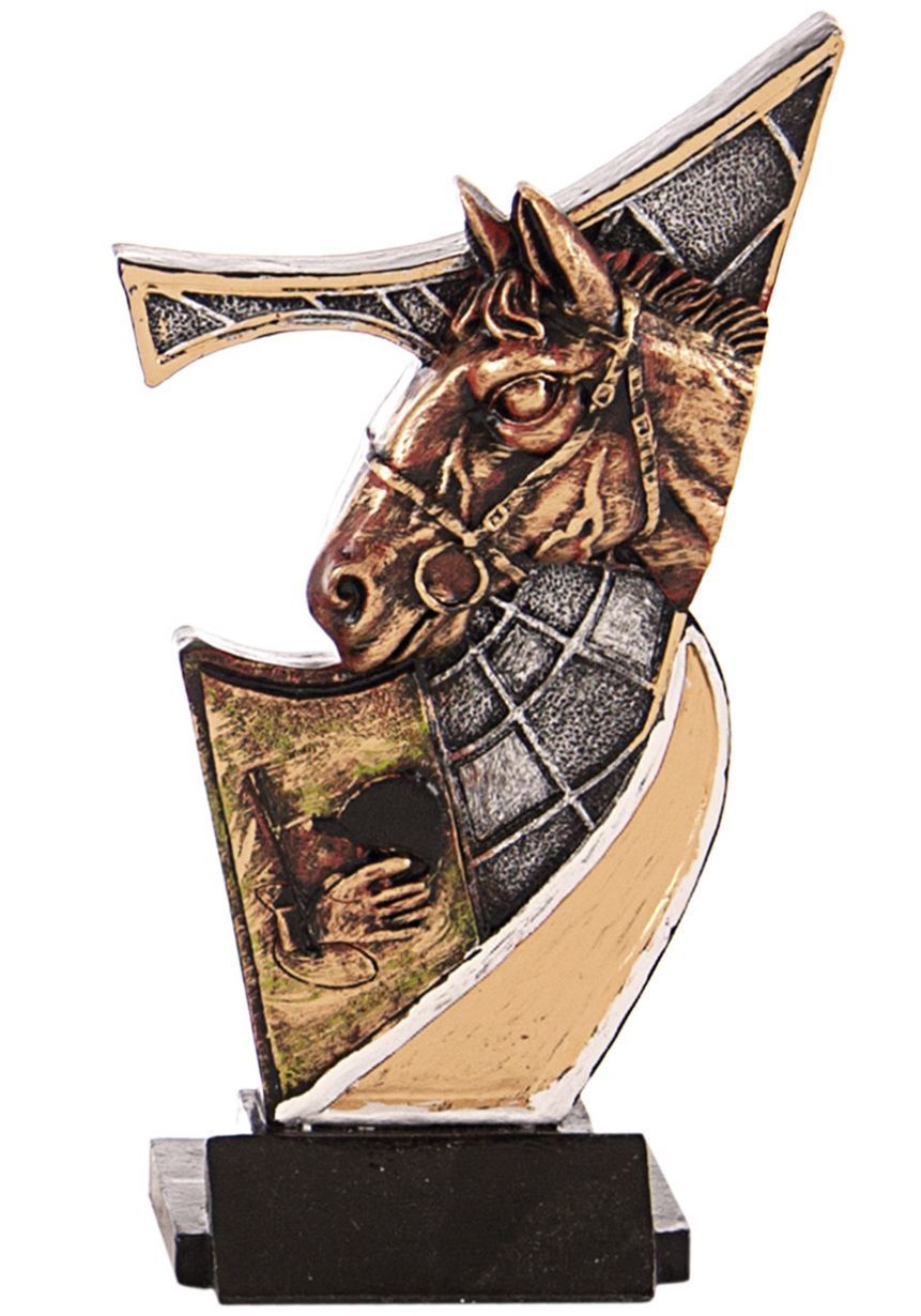 Trofeo resina aplique caballos