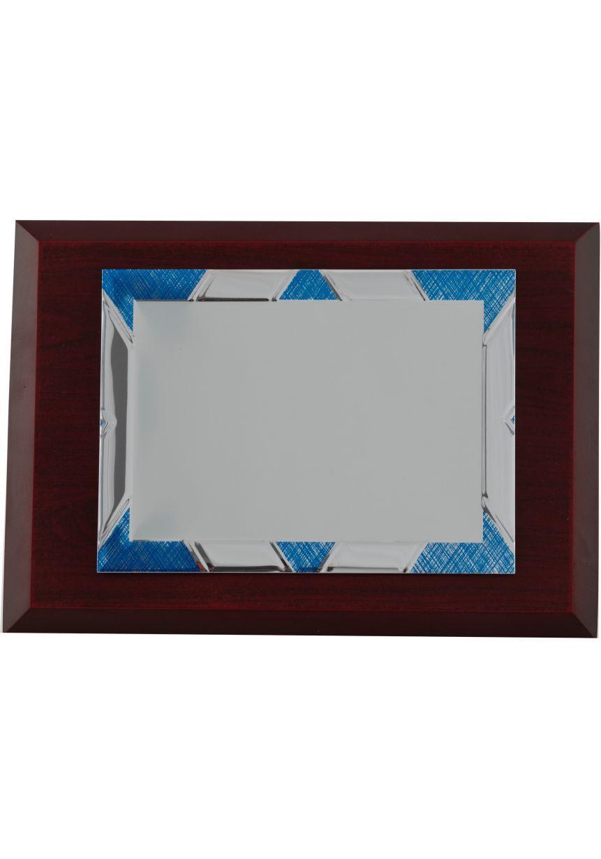 Placa de homenaje marco azul/ plateado