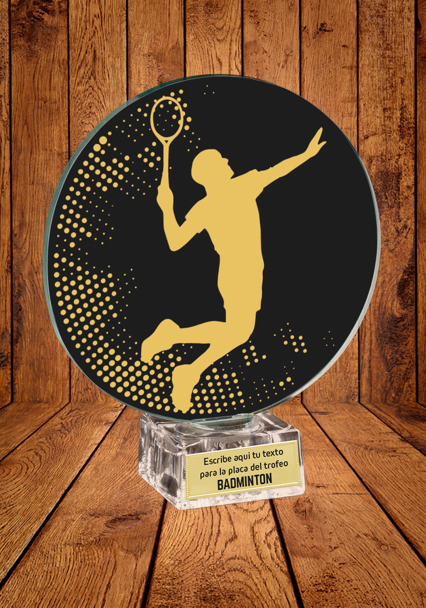 Glass Trophy For Badminton