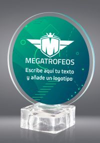 Glass trophy with custom image included