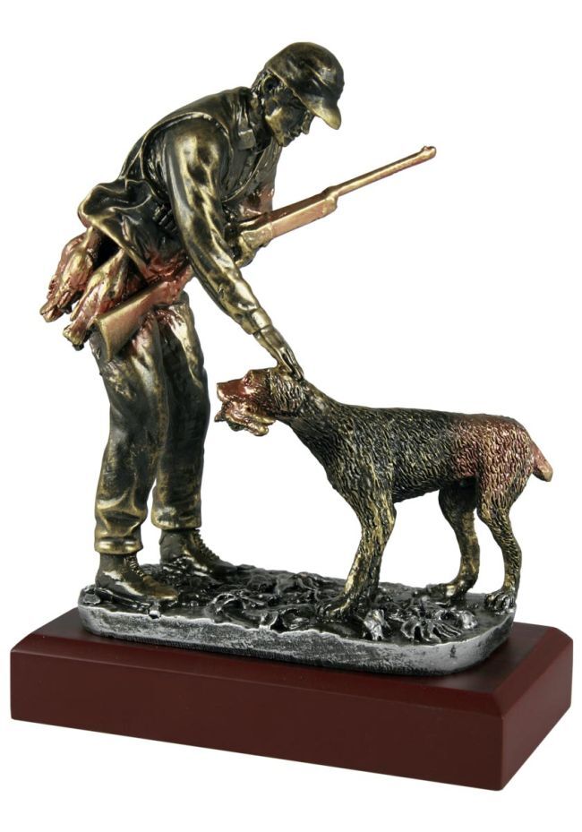 Trofeo de cazador y su perro