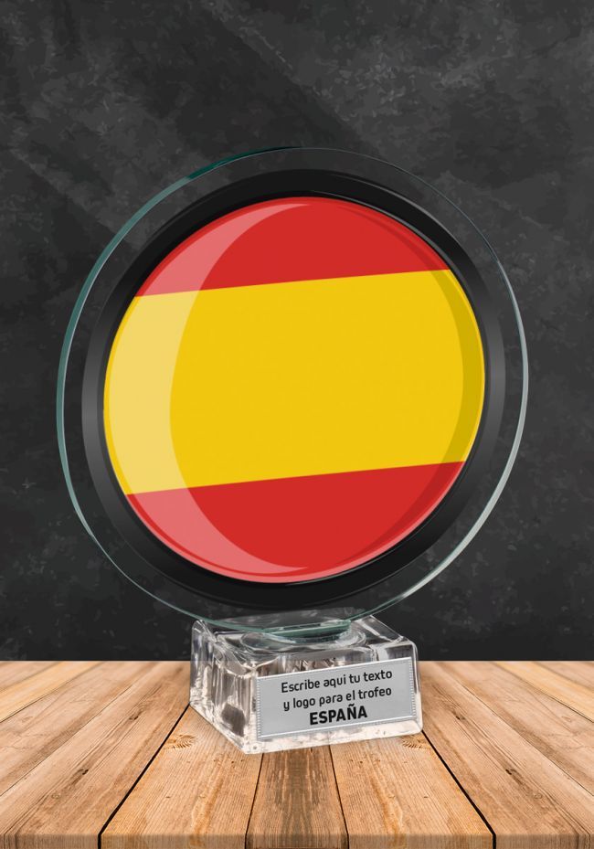 Trofeo de cristal con imagen de España Trofeo de cristal con imagen de España