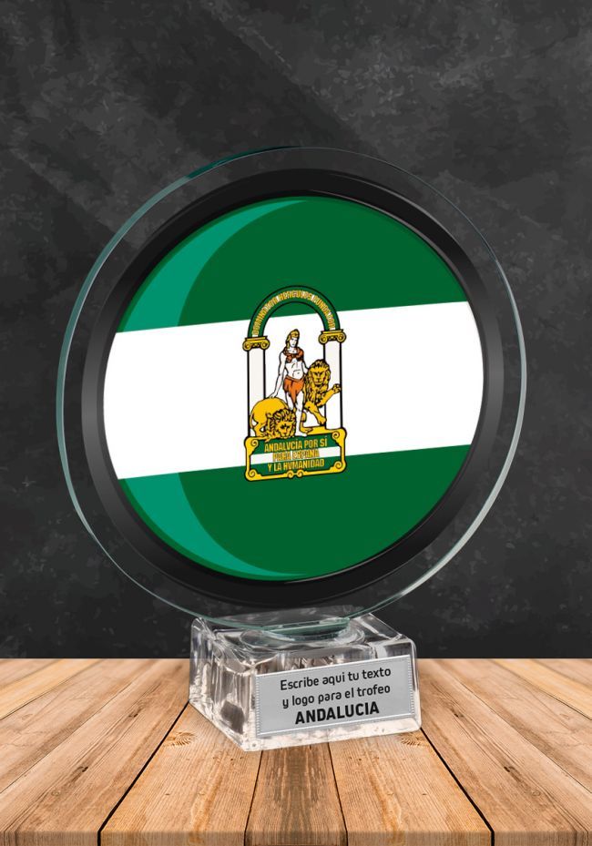 Trofeo de cristal con imagen de Andalucía Trofeo de cristal con imagen de Andalucía