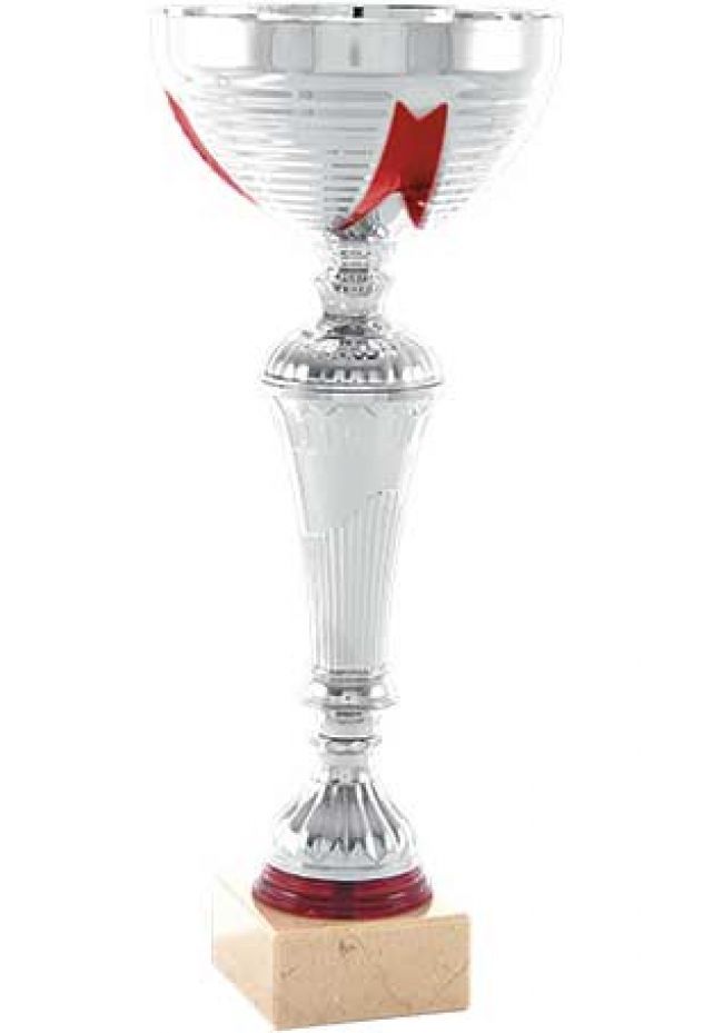 Trofeo copa con dibujo cinta rojo Trofeo copa con dibujo cinta rojo