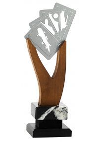 Trofeo de Baraja Española en Metal/Madera  -1