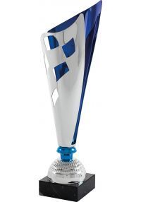 Geometrico trofeo in vetro tagliato baia blu