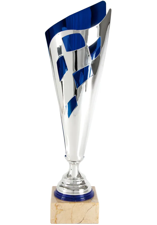 Géométrique trophée de verre taillé bleu baie