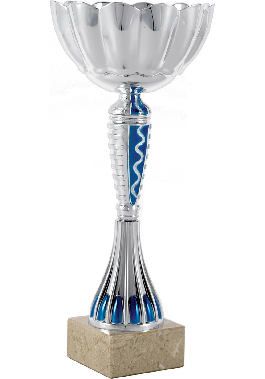 Trofeo forma de flor azul