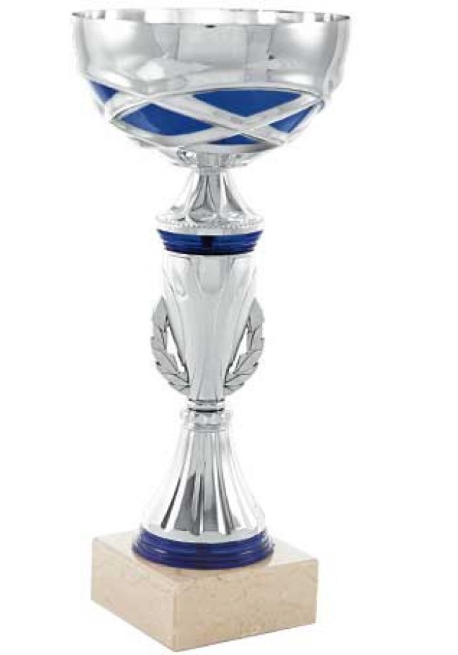 Trofeo copa entramado azul y plata Trofeo copa entramado azul y plata