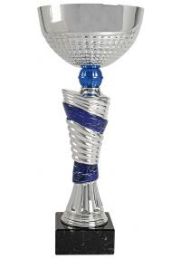Trofeo copa entramado azul y plata