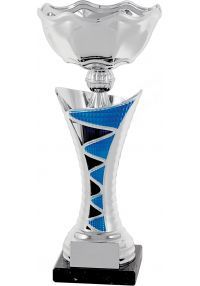 colonna di vetro trofeo d'argento-blu