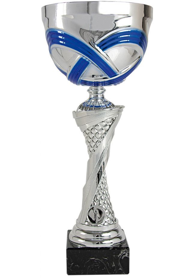 colonna di vetro trofeo d'argento-blu