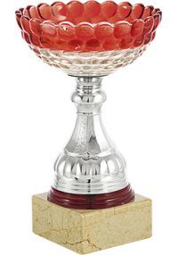Trofeo copa mini balón cristal rojo