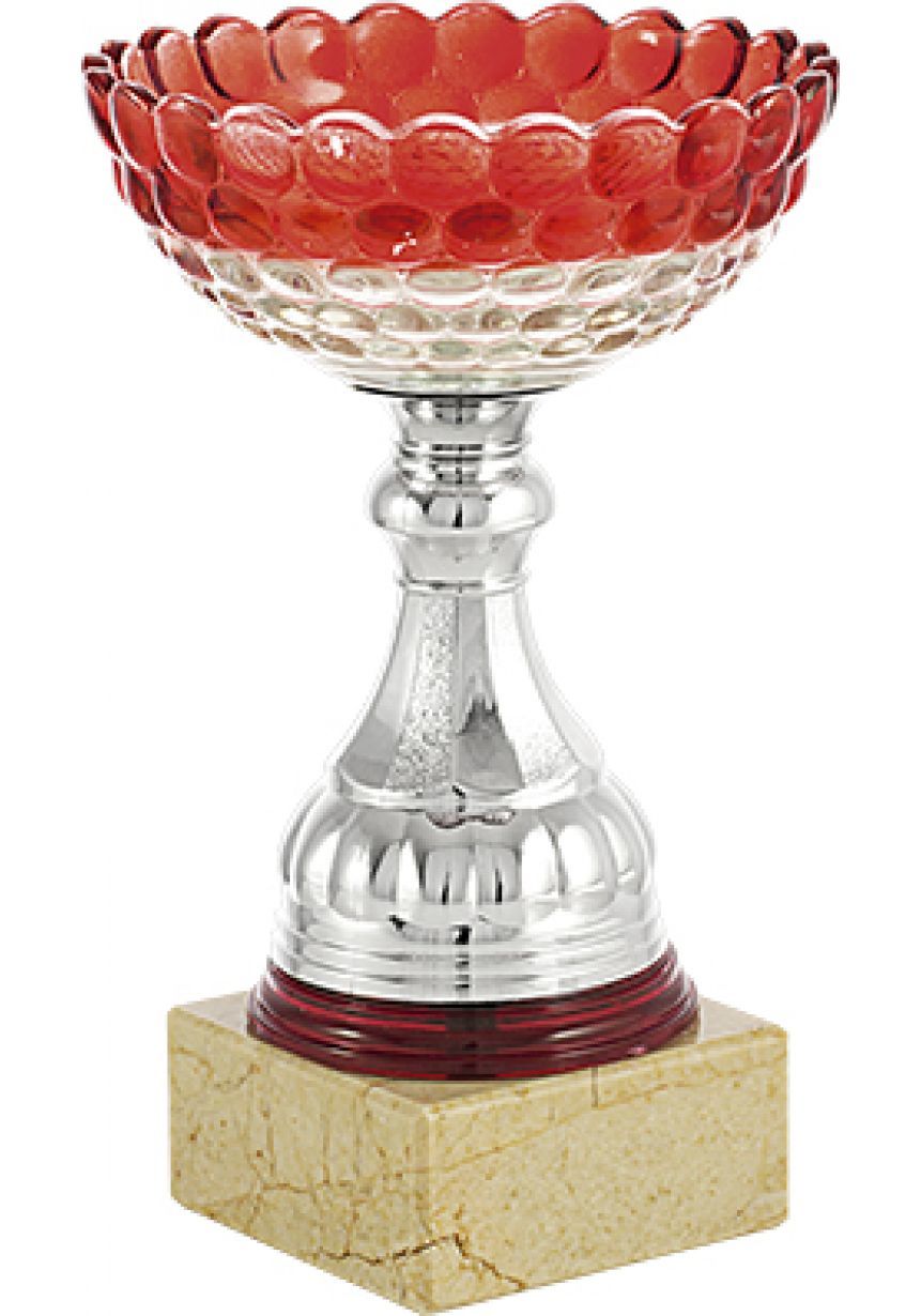Trofeo copa mini balón cristal rojo