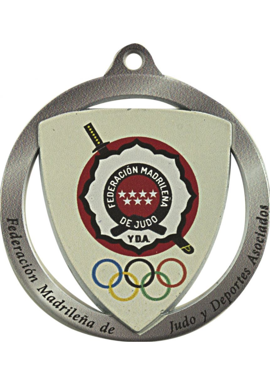 Medalla Blanca Escudo Especial Marcado color de 60 mm