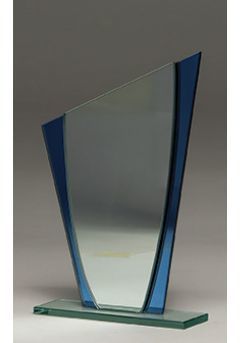 Trofeo de cristal cuña detalle Azul Thumb