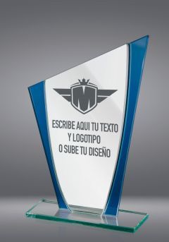 Trofeo de cristal cuña detalle Azul Thumb