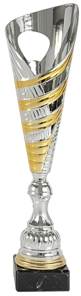 Trofeo Grande Oro 35,5 Cm: Per Tornei Sportivi, Competizioni E Premi, Con Base In Plastica E Fiocco Tricolore