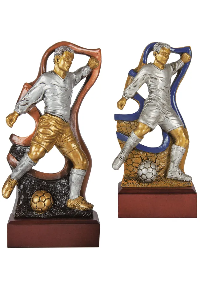 Troféus de futebol em resina de ouro e prata