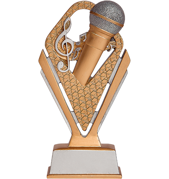 Trofeo Microfono Boland Oro-Nero 12cm - Premio Karaoke E Decorazione Feste Musicali - Foto 3