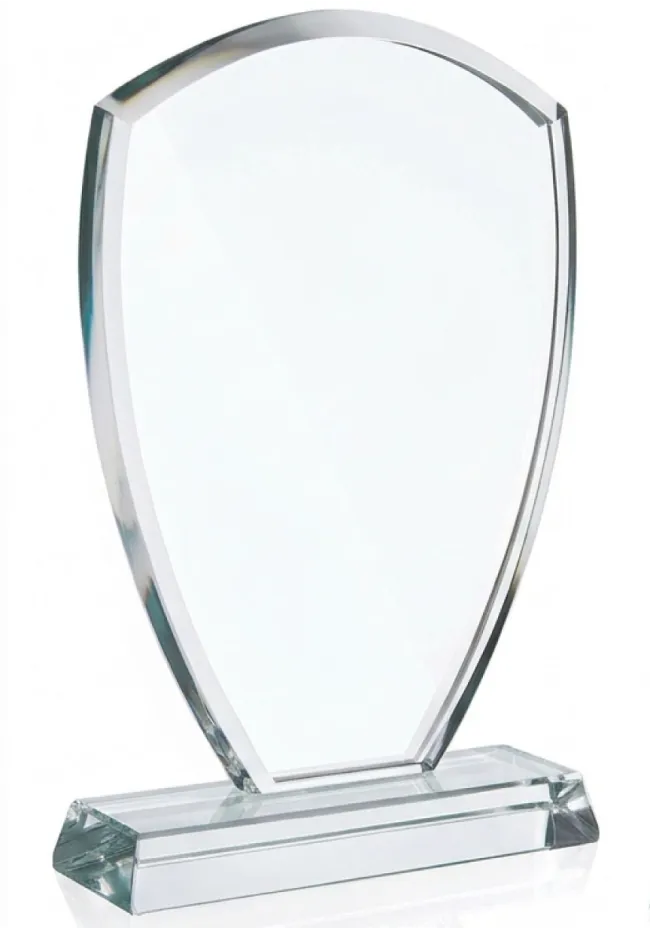 Trofeo de Cristal de Diseño en Forma de Escudo - Premio Elegante y Personalizable