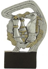 Trofeo deportivo en resina oro/plata de ajedrez