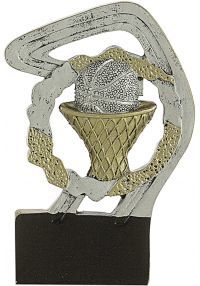 Sports trophy in gold/silver basketball resin