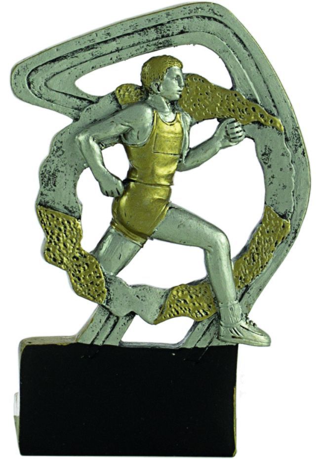 Trofeo deportivo en resina oro/plata de cross hombre Trofeo deportivo en resina oro/plata de cross hombre