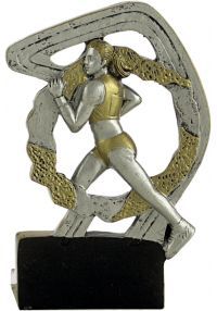 Trofeo deportivo en resina oro/plata  de cross mujer