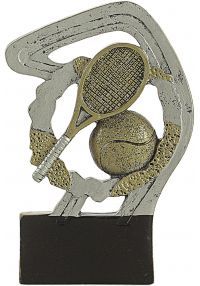 Gold/silver tennis resin trophy