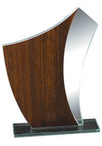 Trofeo de cristal imitación Madera